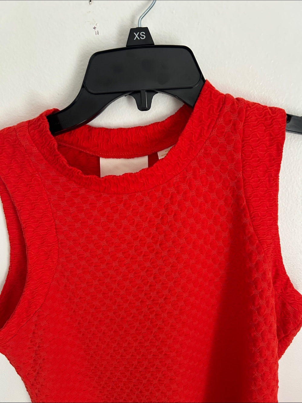 Anthropologie Maeve Bright Red Barbara Jacquard Knit Textured Crewneck Tank - Picture 7 of 11